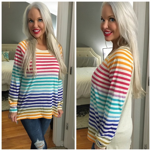 1 Small LEFT! 💕 Striped Rainbow Tunic! So Cute! - Picture 2 of 6